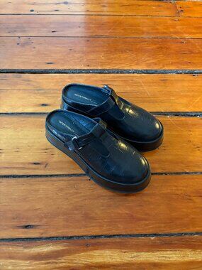 Intentionally Blank Reception Flatform Mule Faux Croc Leather